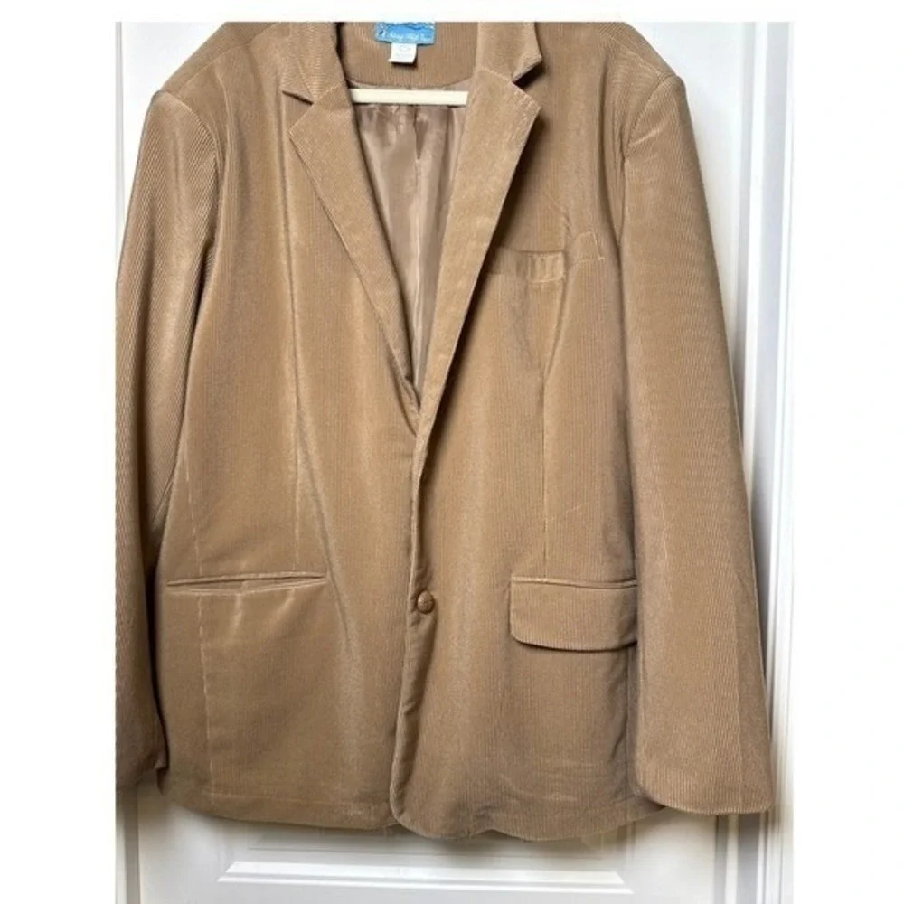 Stag Hill by Hoboand Tan Corduroy Blazer Jacket Size XL, Vintage,‎ wood buttons